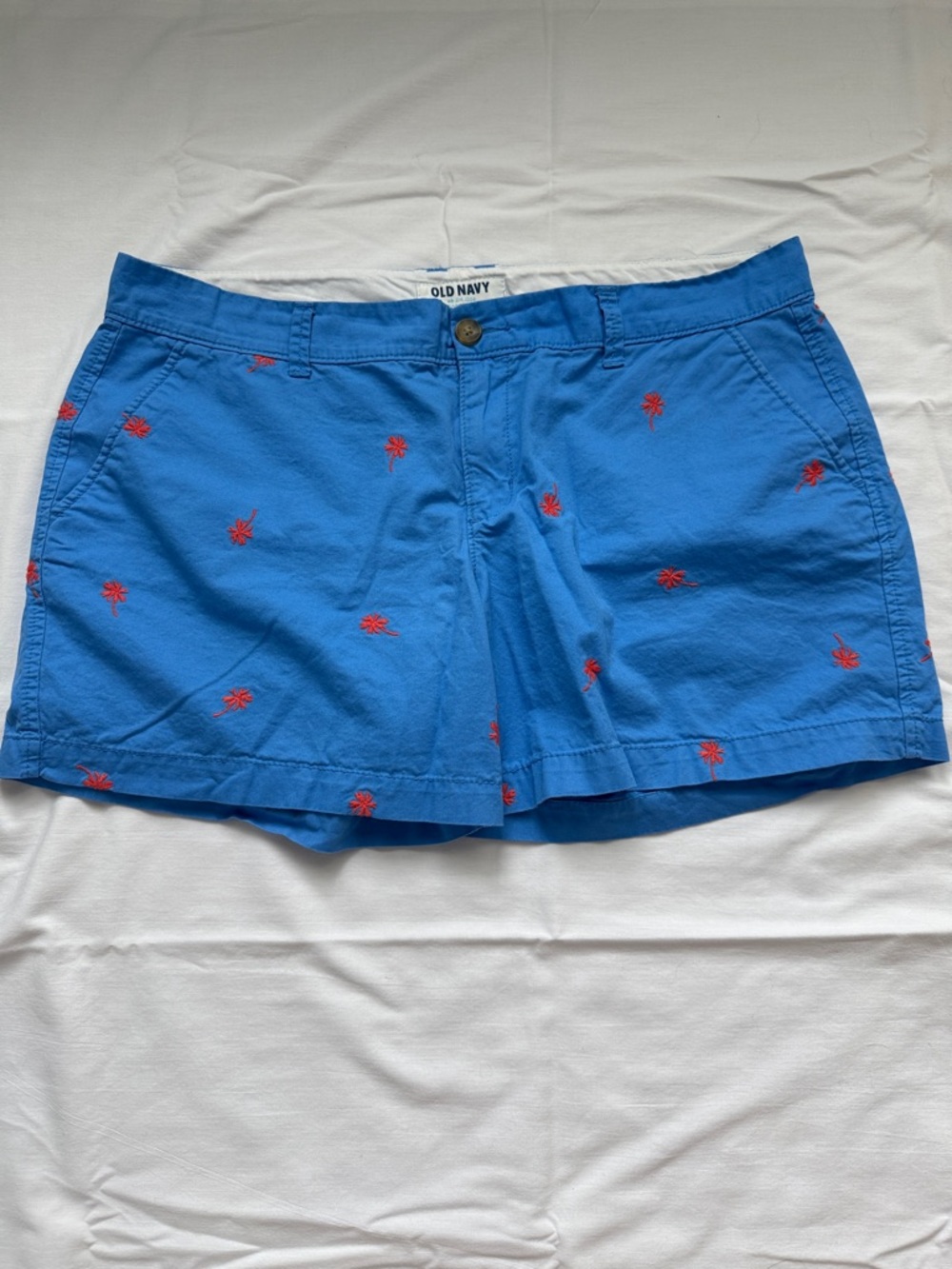 Old Navy Royal Blue Shorts with Red Palm Embroidery 5 in. inseam